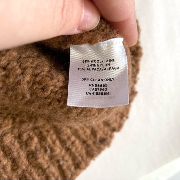 LEWIT Women’s Wool / Alpaca Blend Brown Crewneck Sweater Relaxed Fit - Picture 7 of 10